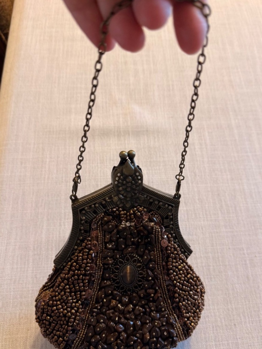 Hand Beaded Stone Statement Evening Clutch